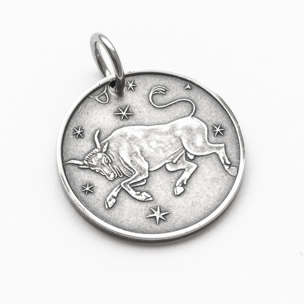 Shire Post Mint two-sided Silver Zodiac Taurus Moon Charm