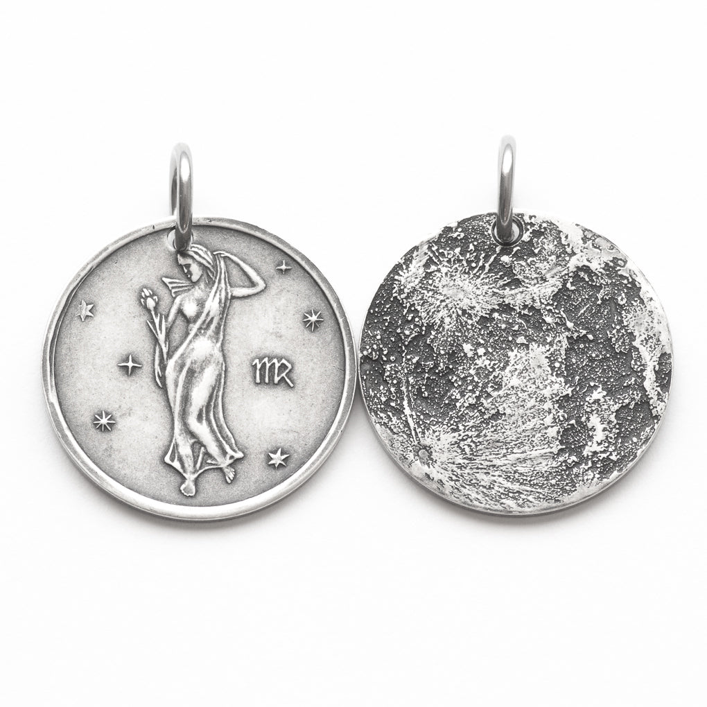 Zodiac Virgo Moon Silver Necklace