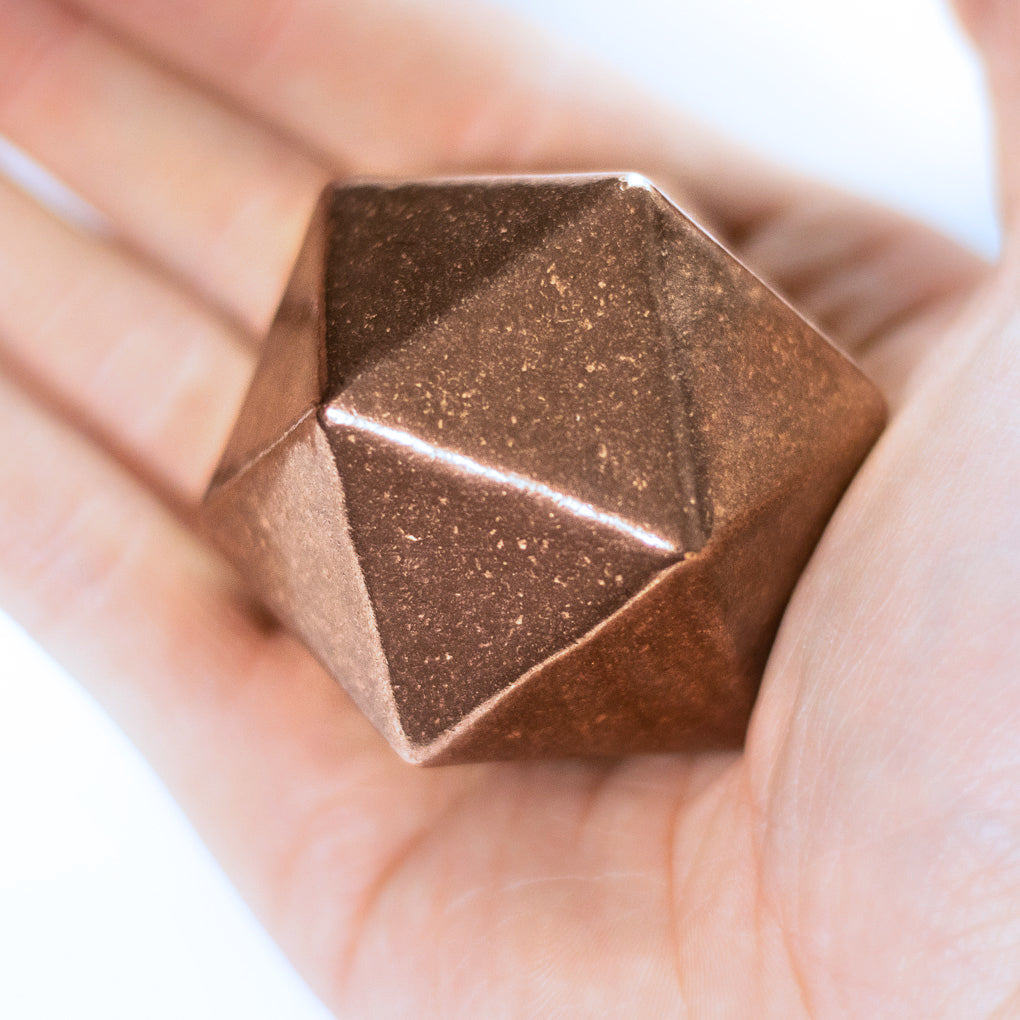 Copper D20 Icosahedron - 2" - 1.44 lb