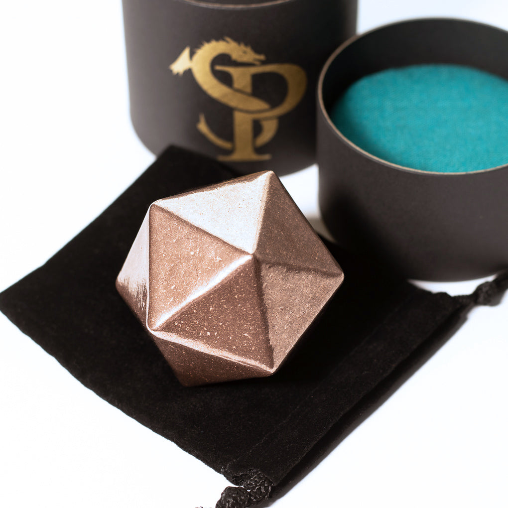 Copper D20 Icosahedron - 2" - 1.44 lb