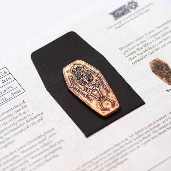 Memento Mori Coffin Skeleton Skull Stoic Copper Coin | Shire Post Mint