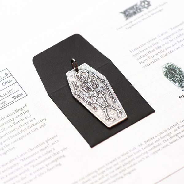 Memento Mori Coffin Skeleton Skull Stoic Silver necklace | Shire Post Mint