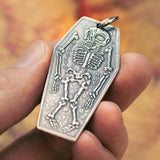 Memento Mori Coffin Skeleton Skull Stoic Silver necklace | Shire Post Mint
