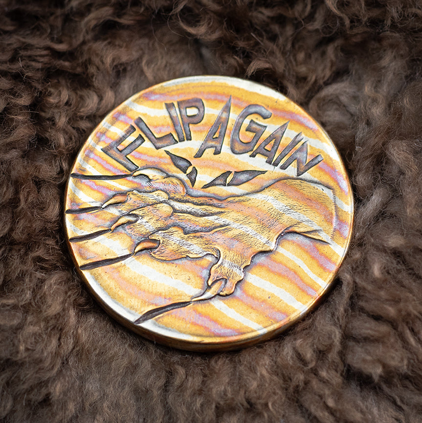 Pet the Cat / Flip Again Mokume-gane Decision Maker Coin