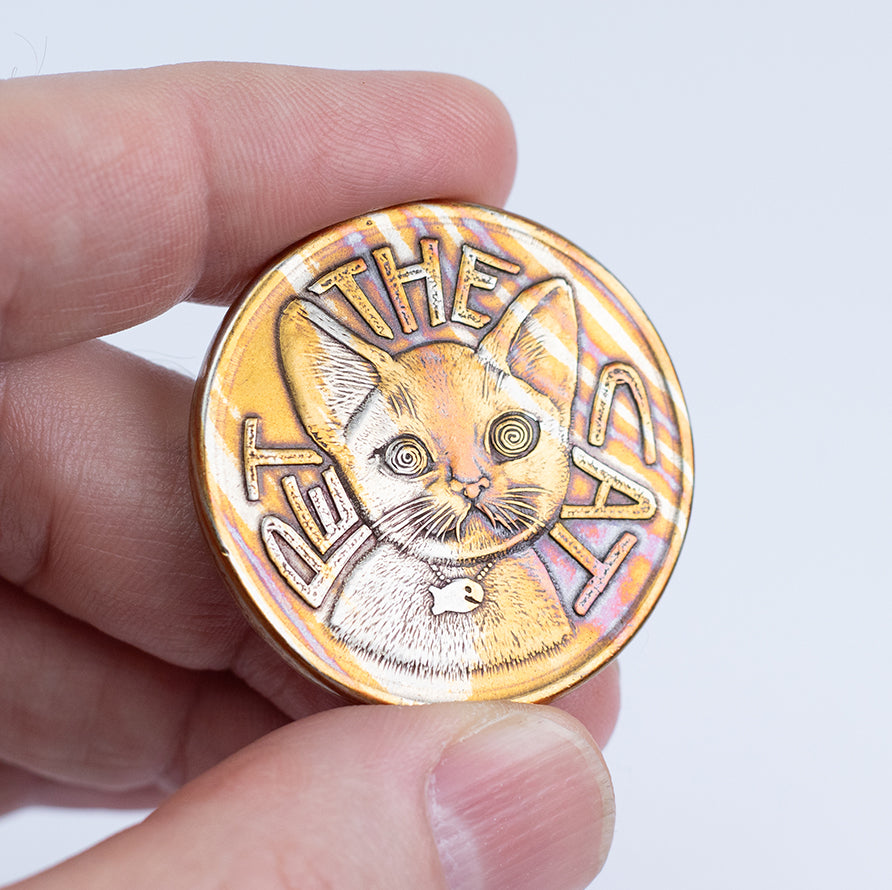 Pet the Cat / Flip Again Mokume-gane Decision Maker Coin