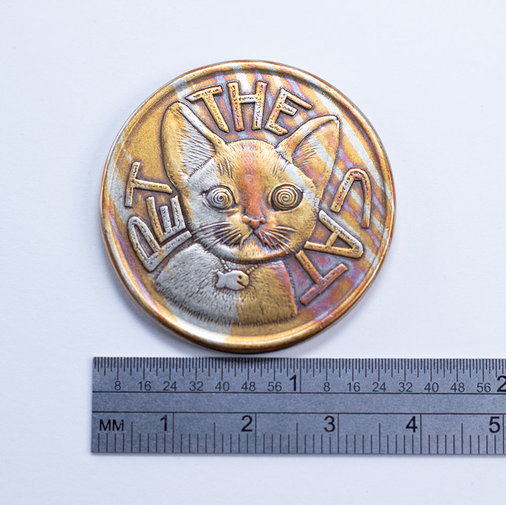 Pet the Cat / Flip Again Mokume-gane Decision Maker Coin