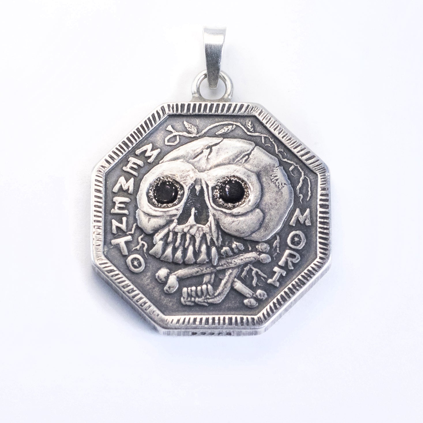 Memento Mori - Silver with Black Onyx Eyes