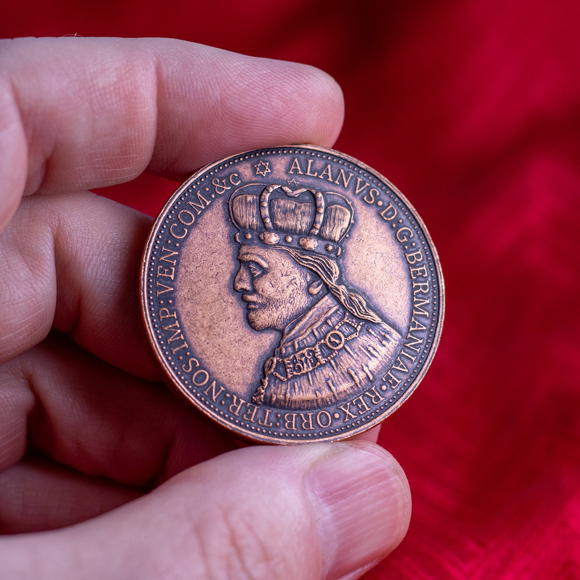 Shire Post Mint Copper Bermanian Anniversary Coin featuring the crowned bust of King Alanus I 