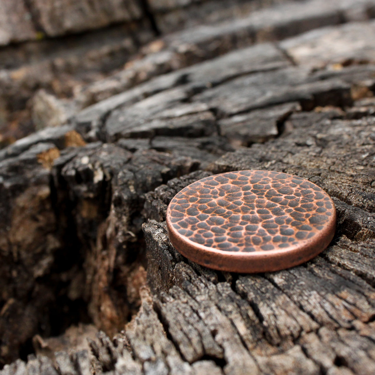 Hammered Copper Worry Stone in Pre-worn Patina