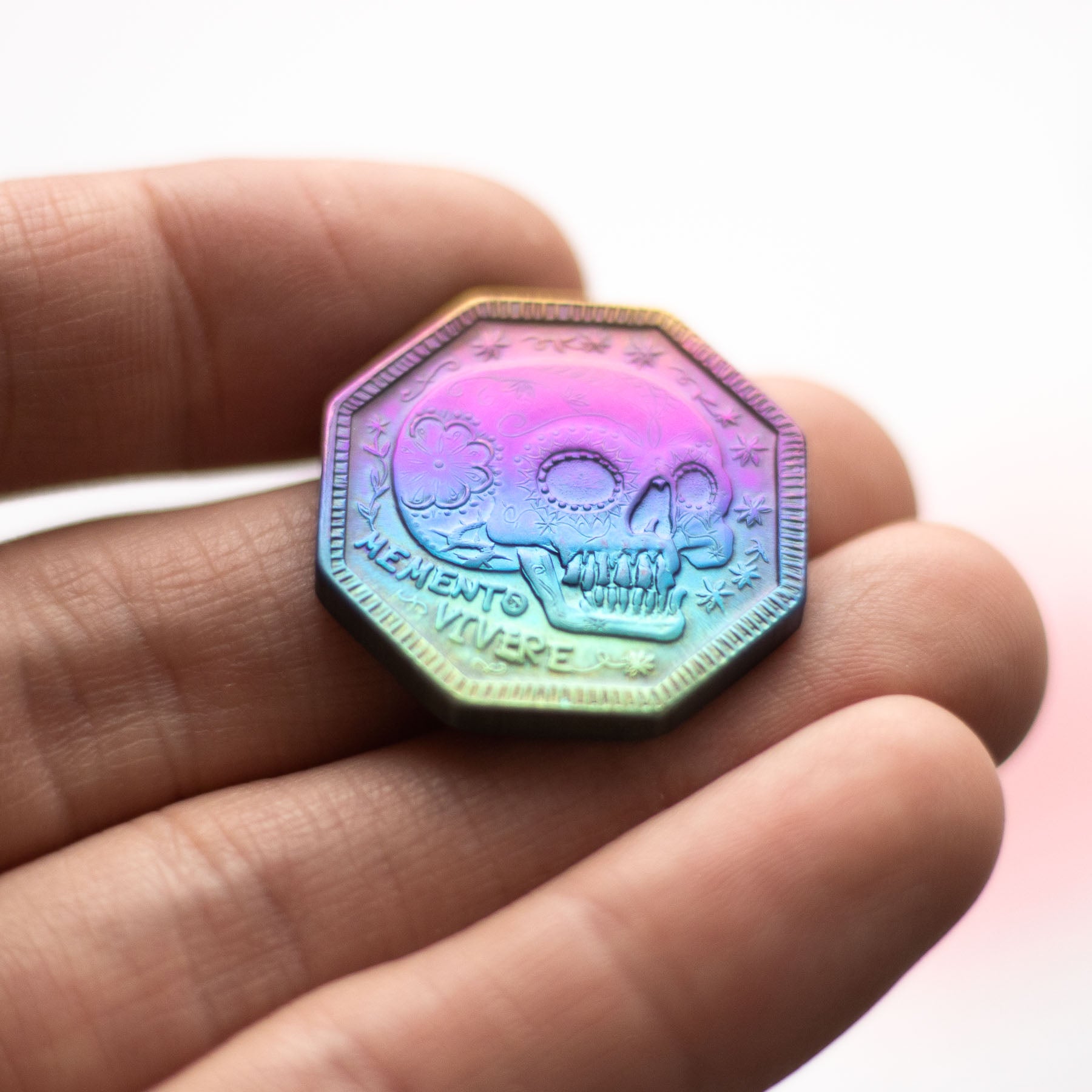 Memento Mori / Memento Vivere Reminder Niobium Coin, Rainbow