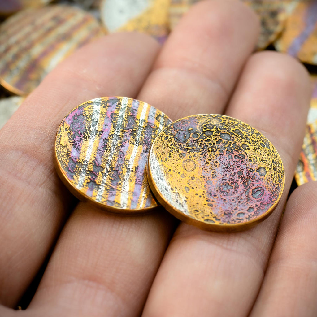 Mokume Gane Moon Coin 1"