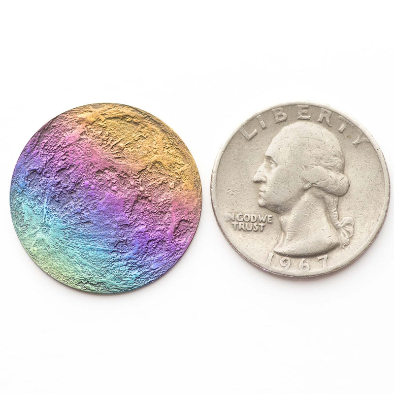 Rainbow Moon Coin - 1" Multicolored Anodized Niobium