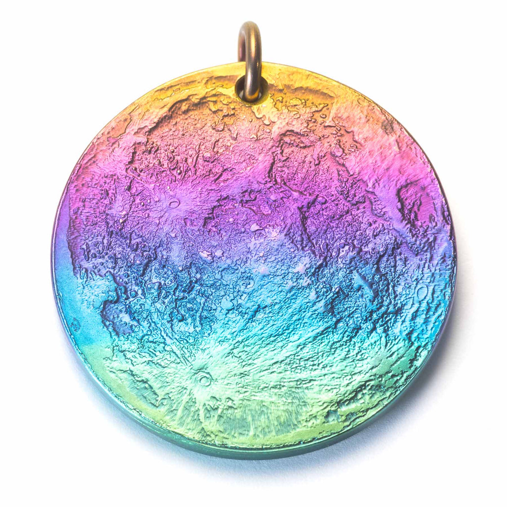 Rainbow Supermoon Necklace 1.5 38 mm Multicolored Anodized Niobium Pendant