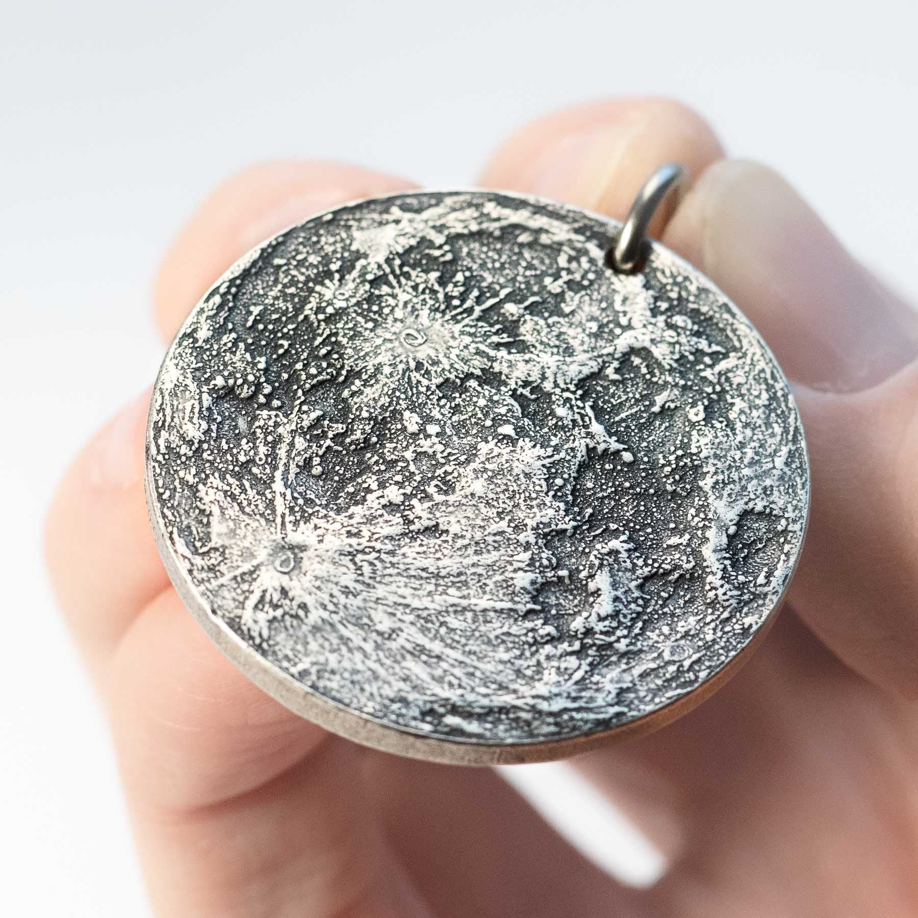 Silver Supermoon Necklace or Charm - Large 1.5 in / 38 mm