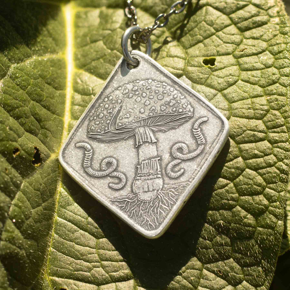 Morel and Amanita Mushrooms of Earth Fine Silver Charm or Necklace 