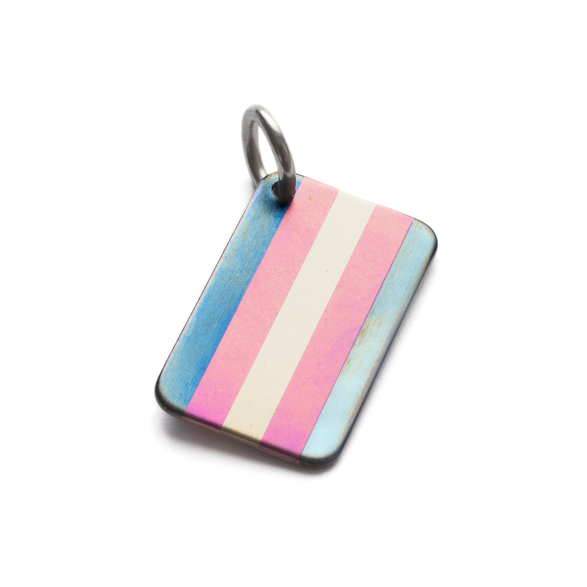 Transgender Pride Flag Tag in Anodized Titanium