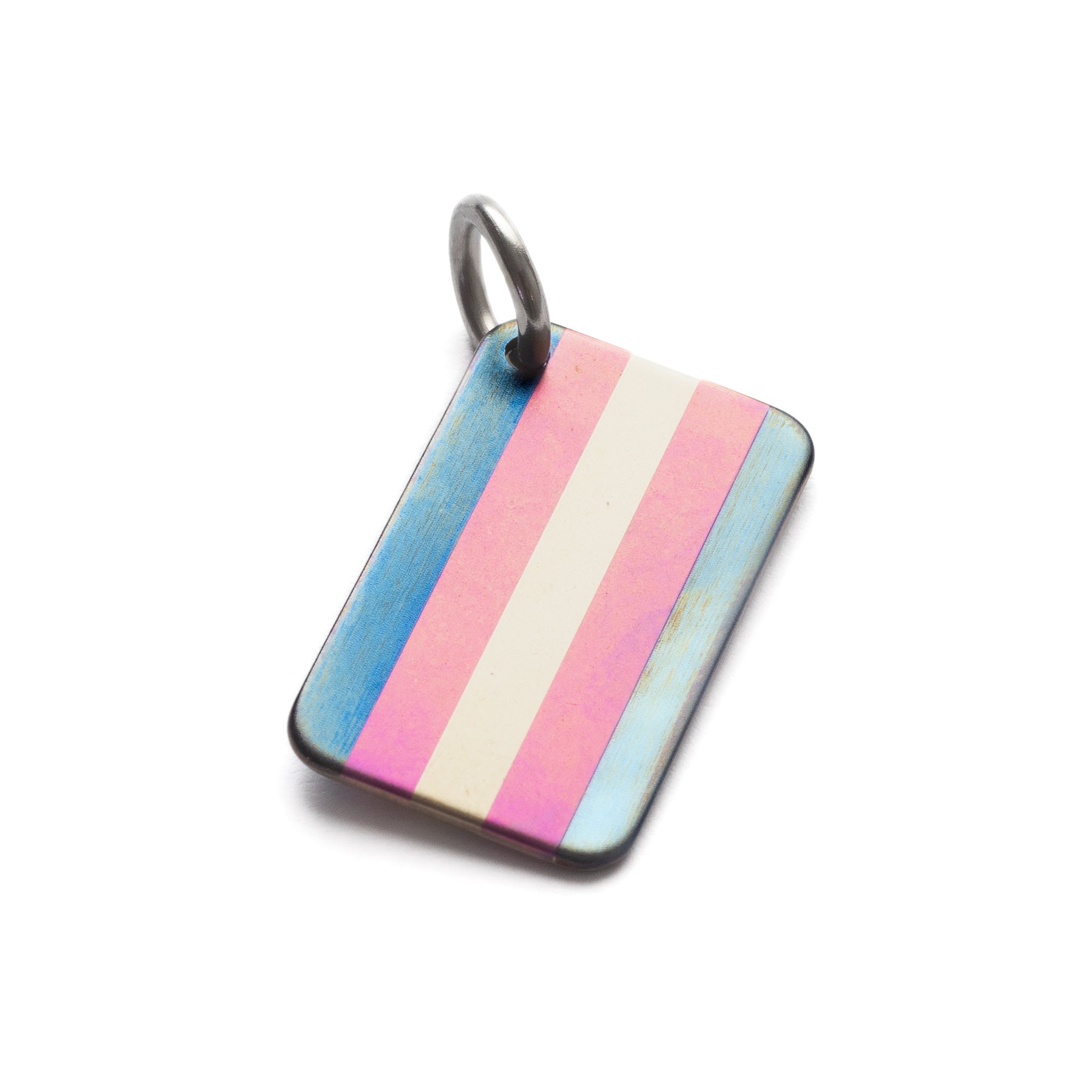 Transgender Flag Pride Tag Anodized Titanium Charm | Shire Post Mint