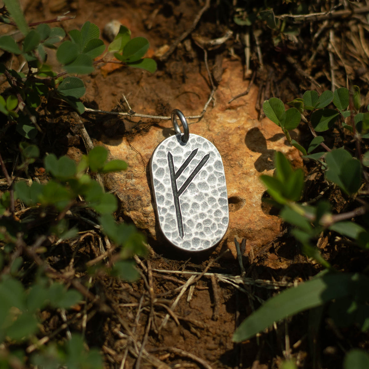 Silver Rune Art Fehu Silver Rune Pendant