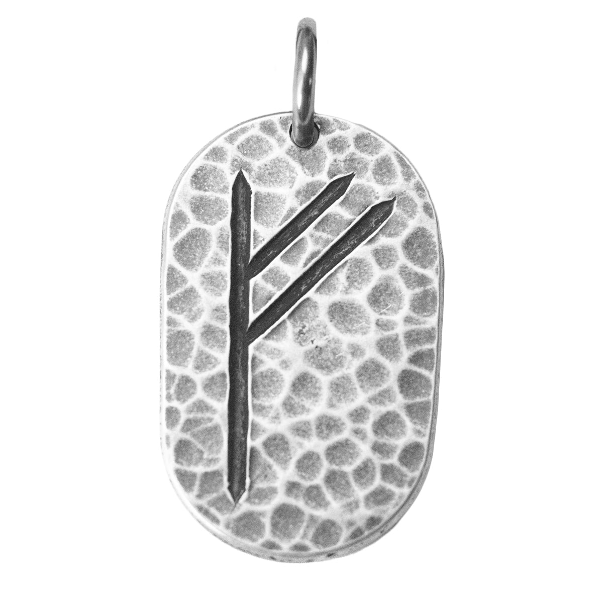 Fehu Norse Rune Necklace Pendant Charm engraved in fine silver