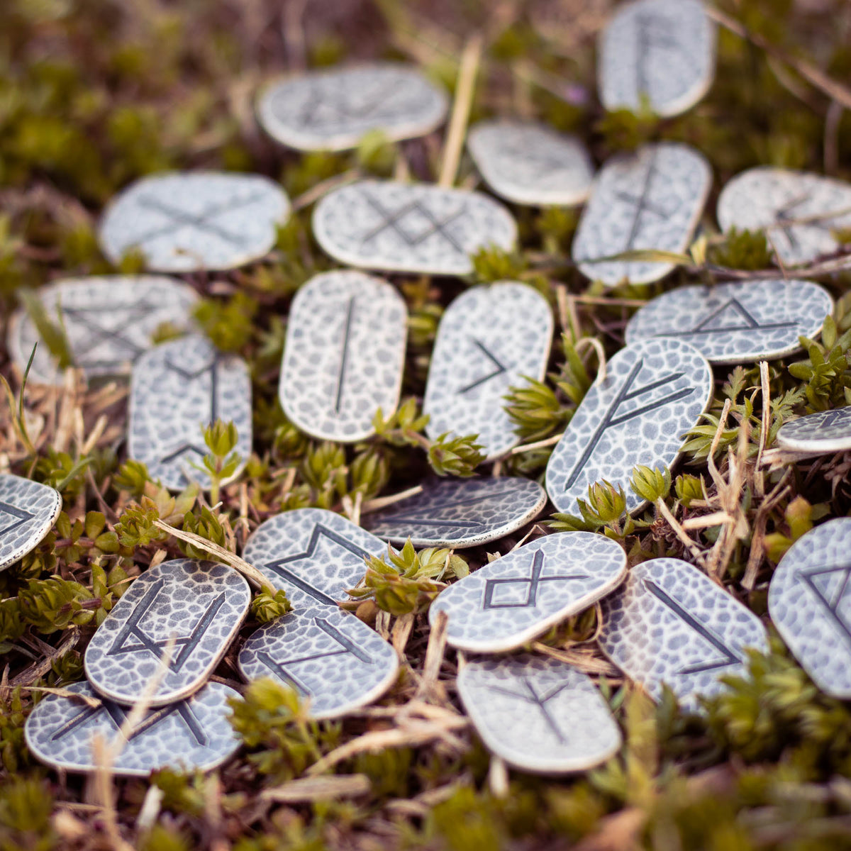Set of Elder Futhark Divination Runes - Fine Silver with Leather Bag a