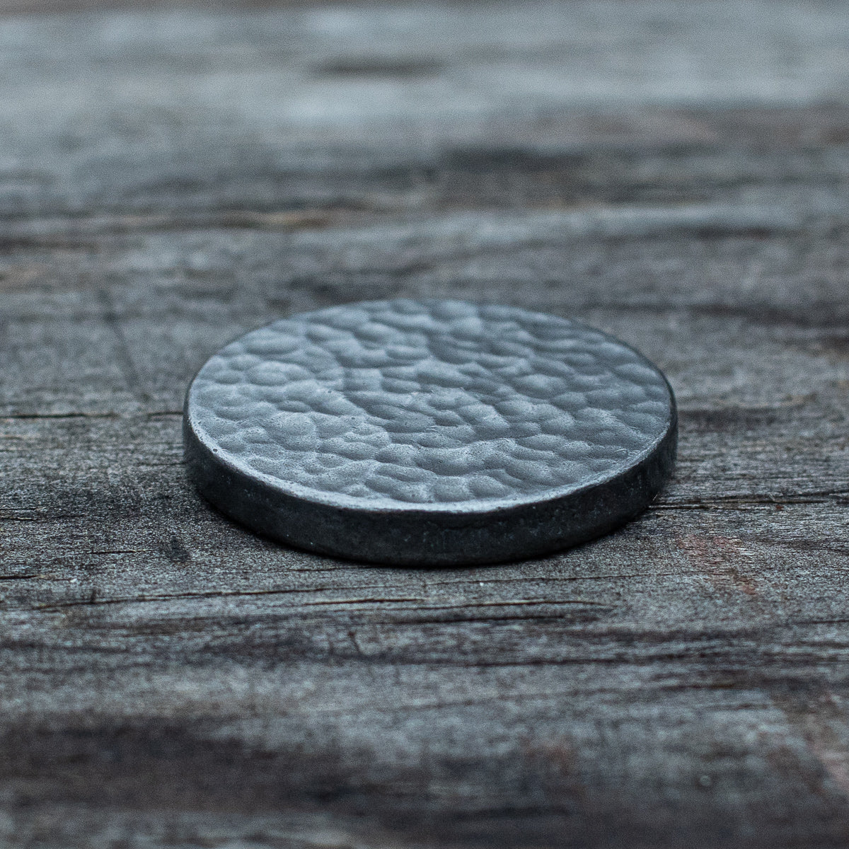 Hammered Copper Worry Stone in Blackened Finish