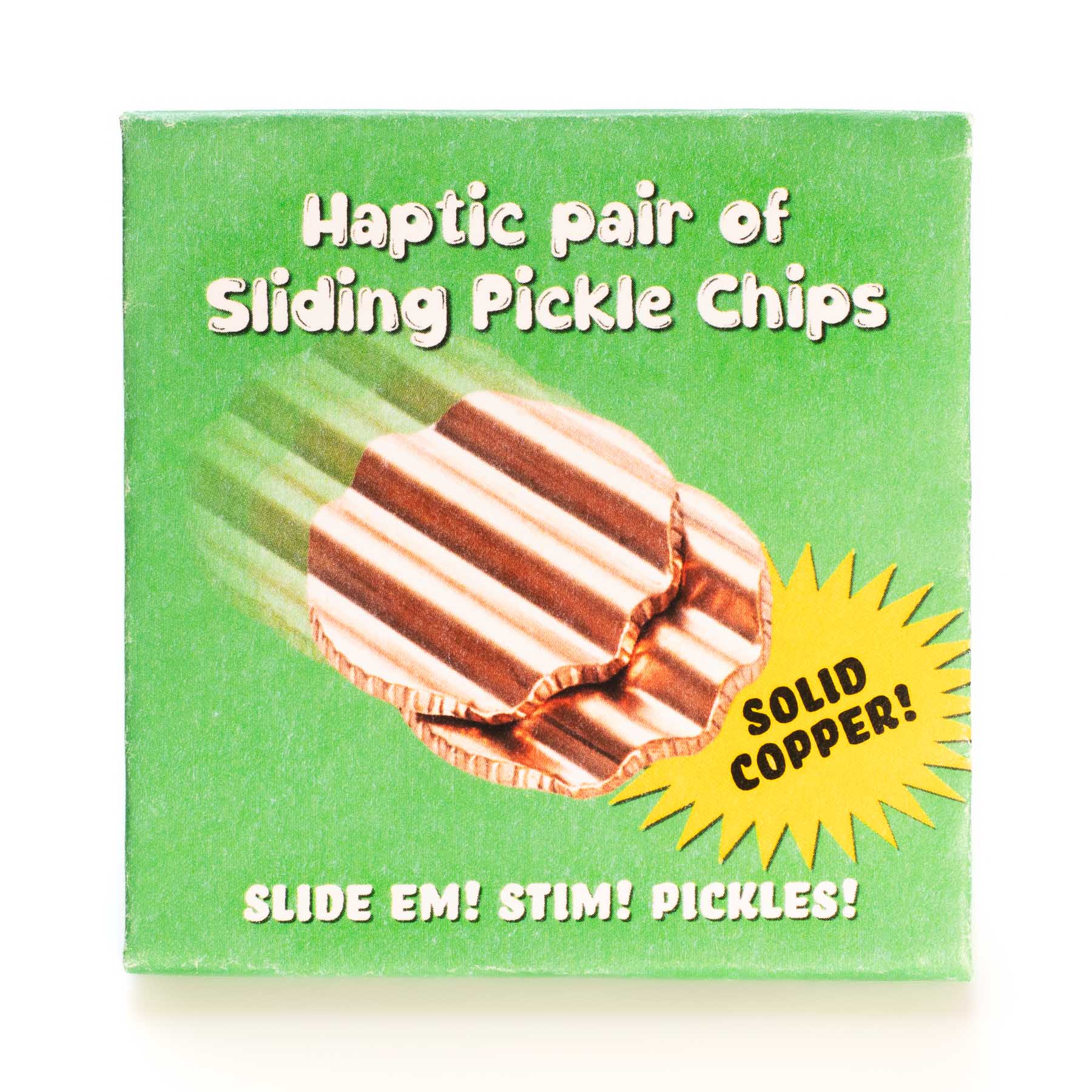 Haptic Pair of Sliding Pickle Chips Worry Coins - Raw Copper