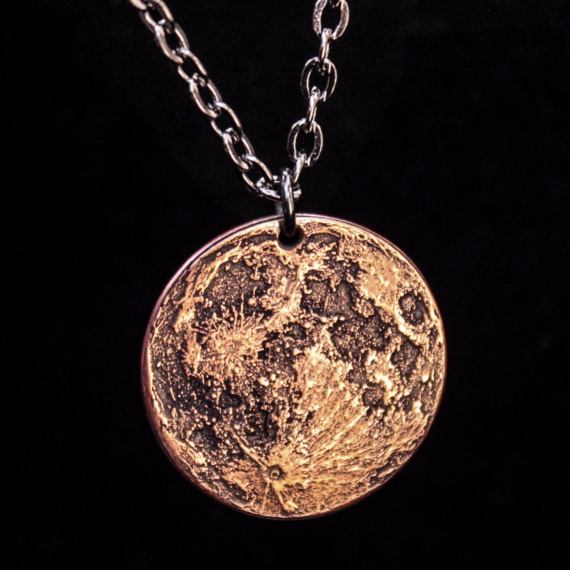 Copper Full Moon / Blood Moon Necklace on 30" Chain by Shire Post Mint