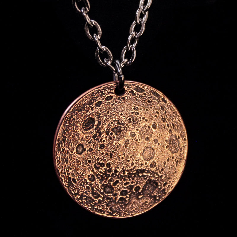 Copper Full Moon / Blood Moon Necklace on 30" Chain by Shire Post Mint