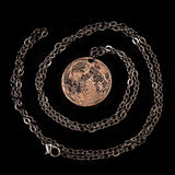 Copper Full Moon / Blood Moon Necklace on 30" Chain by Shire Post Mint