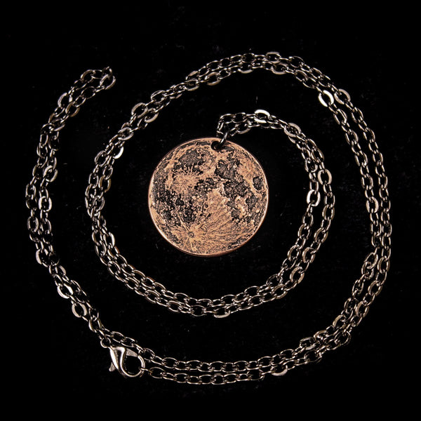 Copper Full Moon / Blood Moon Necklace on 30" Chain by Shire Post Mint