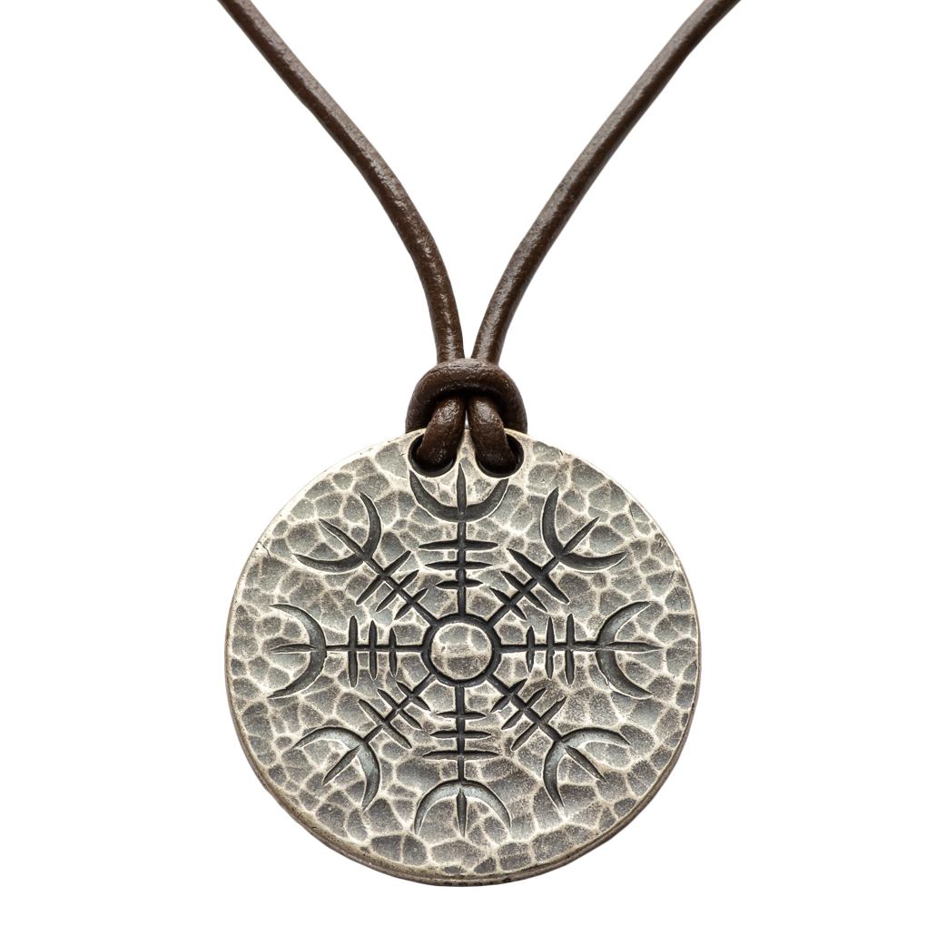 Silver Helm of Awe Coin Necklace - .999 Fine Silver - Aegishjalmur - Warrior's Stave Viking Coinage
