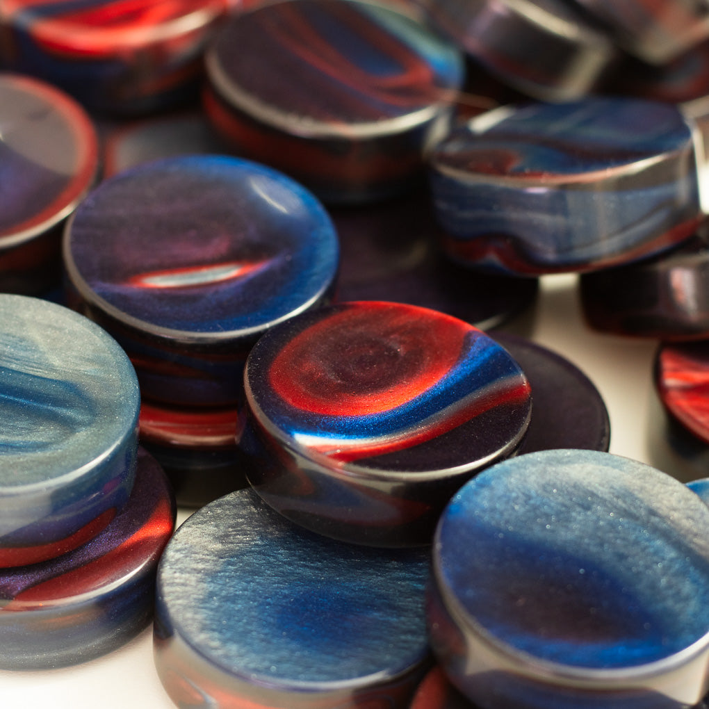 Malcolm Metallic Red Blue Upcycled Bowling Ball Worry Stone