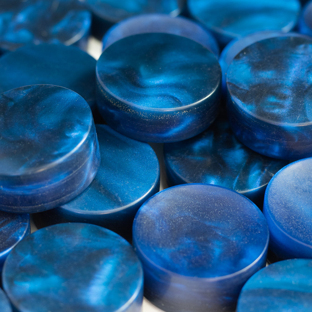 "Sharon" Metallic Blue Upcycled Bowling Ball Worry Stone