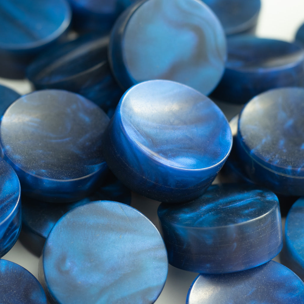 "Sharon" Metallic Blue Upcycled Bowling Ball Worry Stone