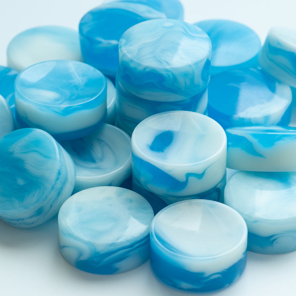 Skyler Blue Icy Upcycled Bowling Ball Worry Stone