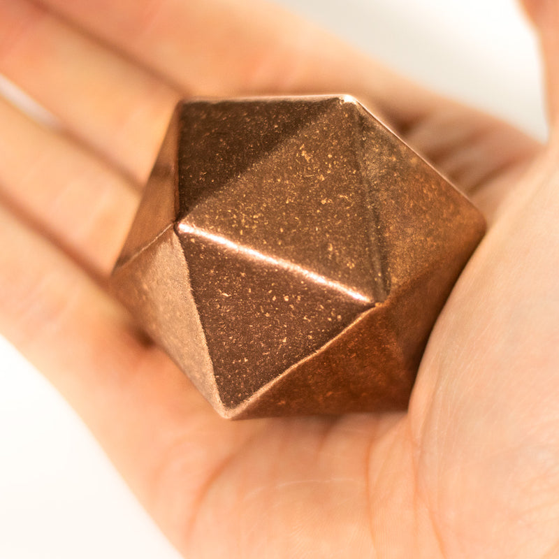Copper D20 Icosahedron - 2" - 1.44 lb