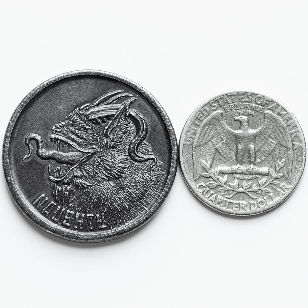 Naughty or Nice Decision Maker - Krampus Black Iron Coin