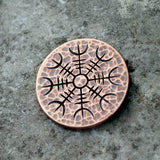 Helm of Awe Copper Coin - Aegishjalmur - Warrior's Stave Viking Coinage | Shire Post Mint Gifts