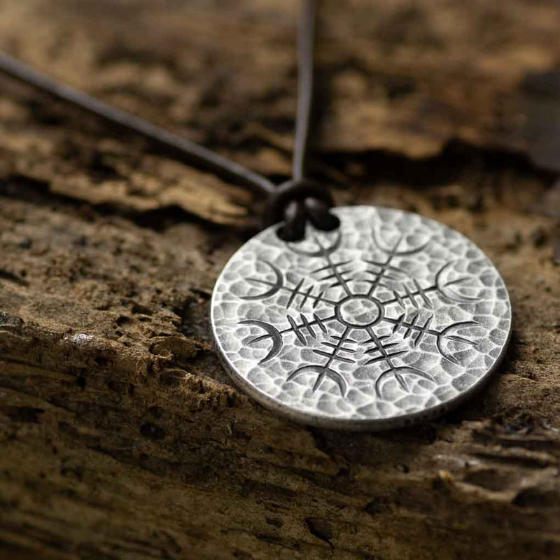 Silver Helm of Awe Coin Necklace - .999 Fine Silver - Aegishjalmur - Warrior's Stave Viking Coinage