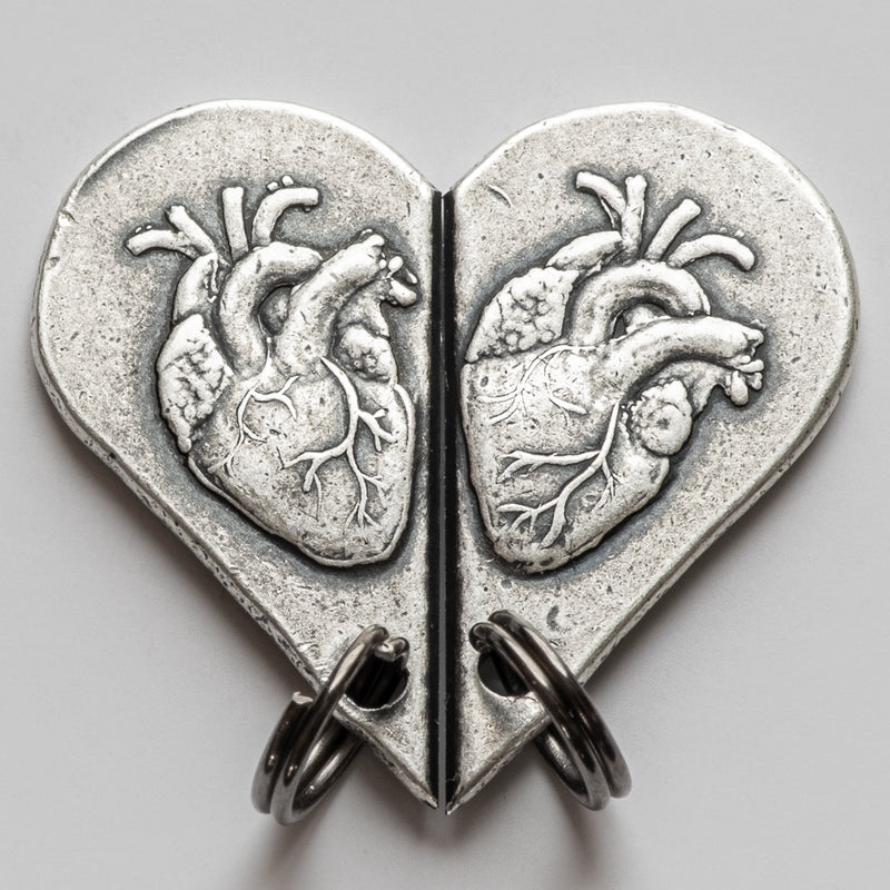 Silver Whole Heart Breakable Charm Set
