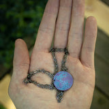 Blue and Purple Moon Necklace - 1" Anodized Niobium Pendant on 30" Chain blurple gift outrun