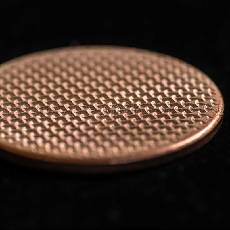 Textured Worry Stone - Raw Copper - Geometric Pattern Copper Coin