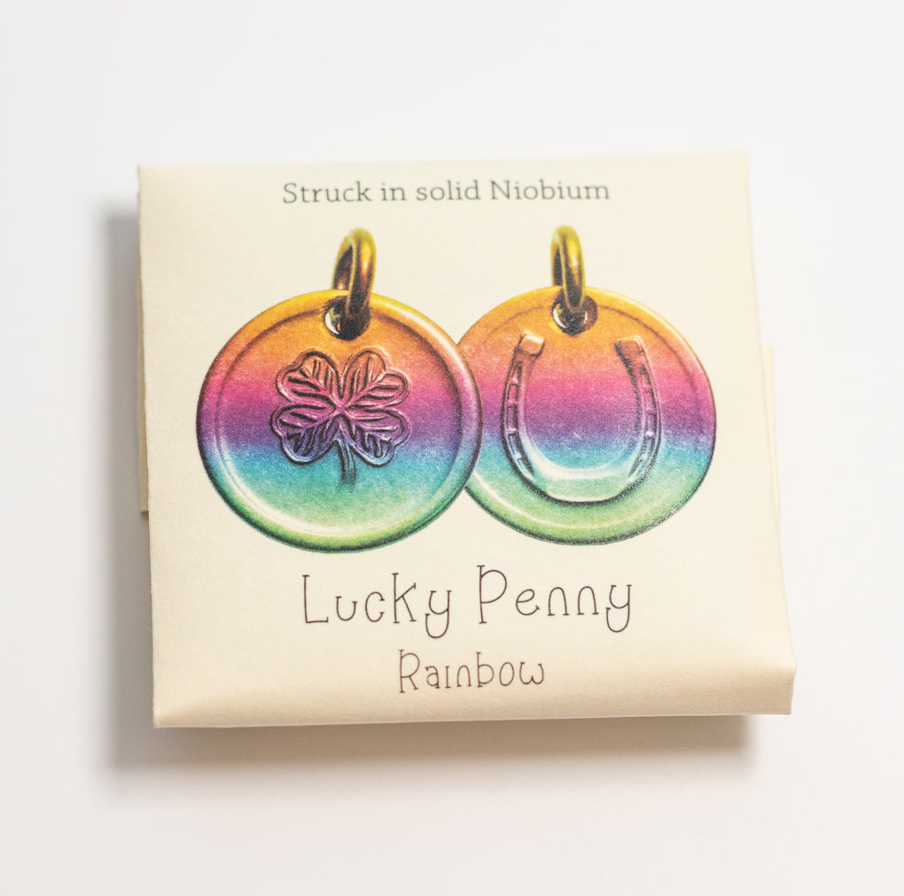 Lucky Rainbow Penny Necklace or Keychain, Niobium