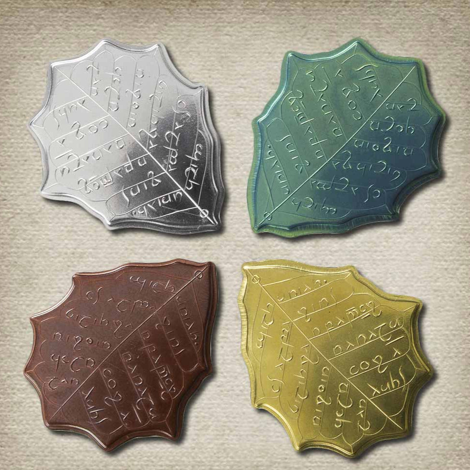 Elvish Four Leaf Set - Copper Silver Mithril Brass| LOTR Lord of the Rings Tengwar | Shire Post Mint Gifts