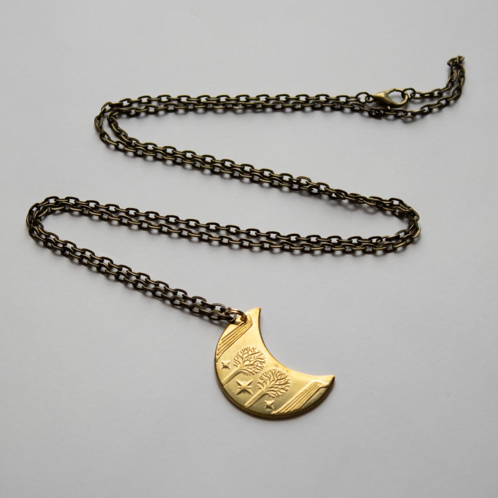 RIVENDELL™ Golden Moon Necklace in Brass