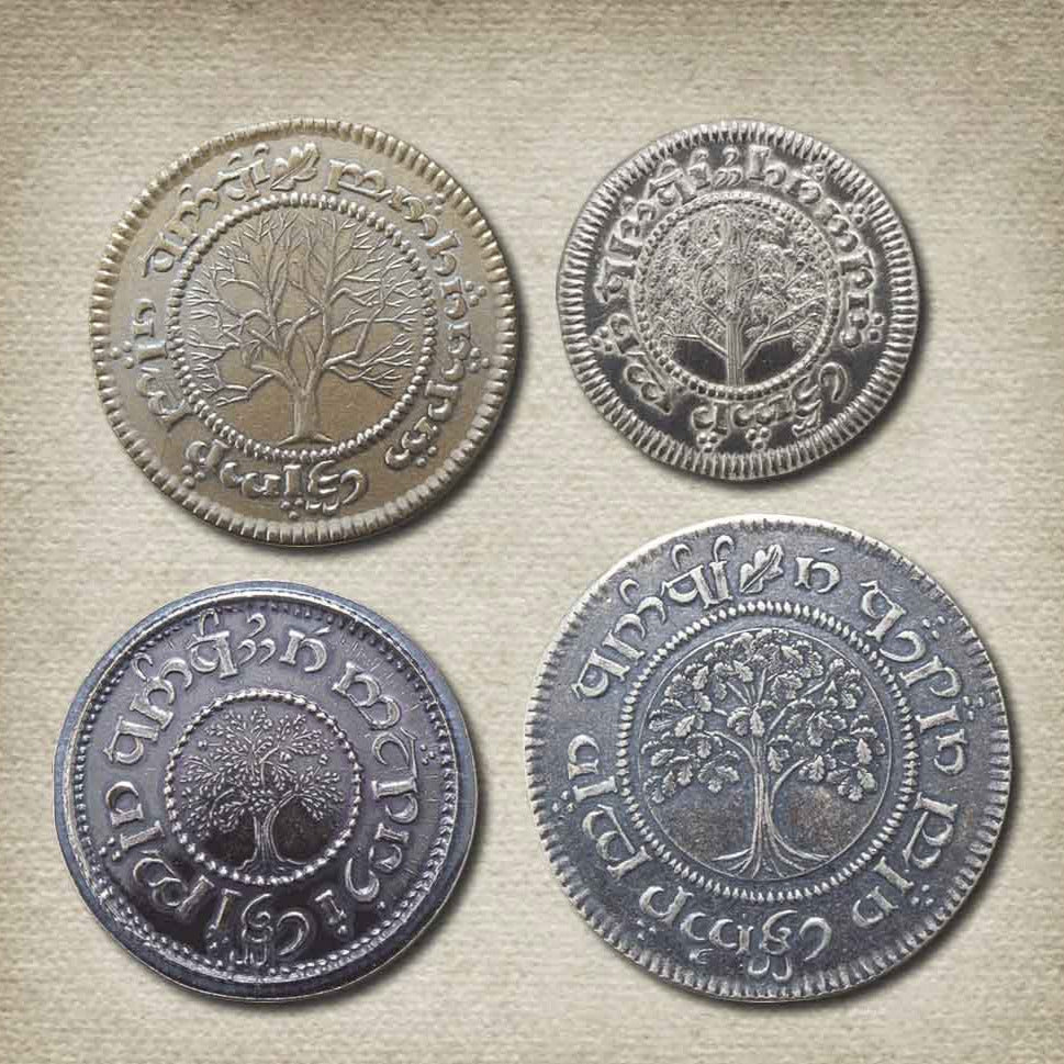 Hobbit™ Set #2 ™ Deluxe Set Four Coins Silver Brass