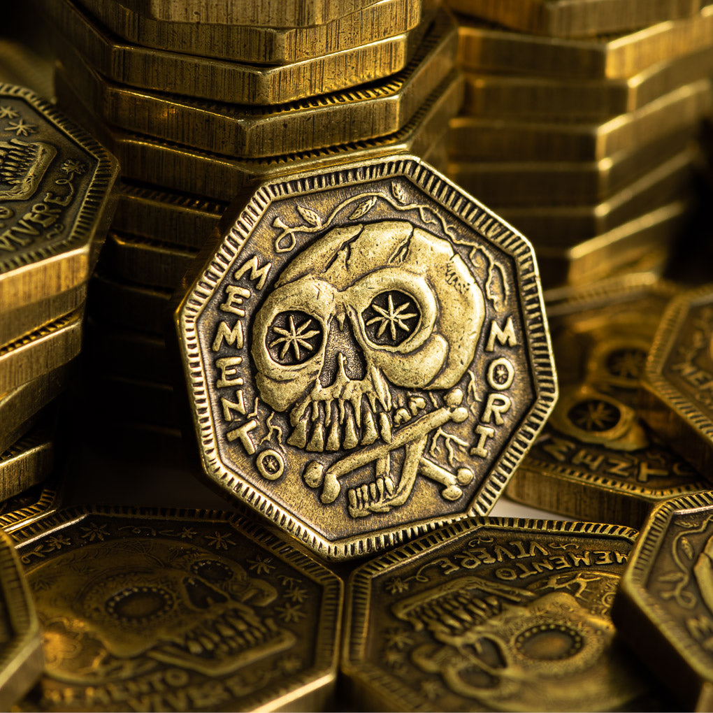 Memento Mori / Memento Vivere Reminder Brass Coin | Shire Post Mint Gifts