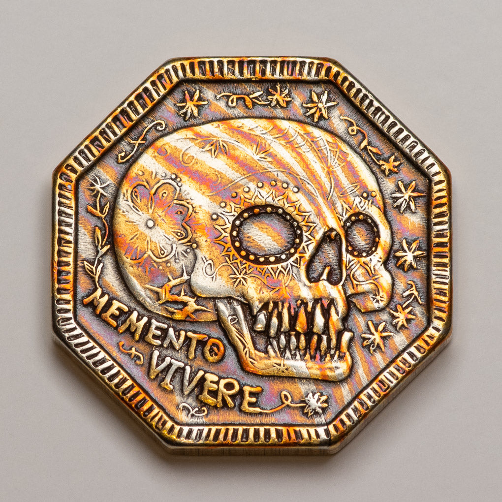 Memento Mori / Memento Vivere Reminder Mokume-gane Coin | Shire Post Mint Gifts