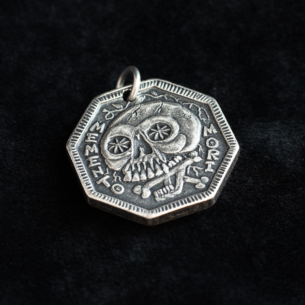 Memento Mori Silver Necklace or Charm - Memento Vivere Reminder Jewelry