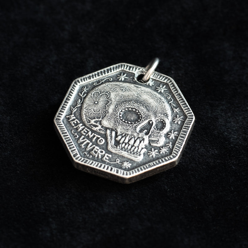 Memento Mori Silver Necklace or Charm - Memento Vivere Reminder Jewelry